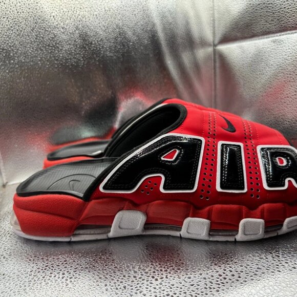 Size 15 Nike‎ Air More Uptempo University Red Black Slip On Slide FJ6035-600 main image 9